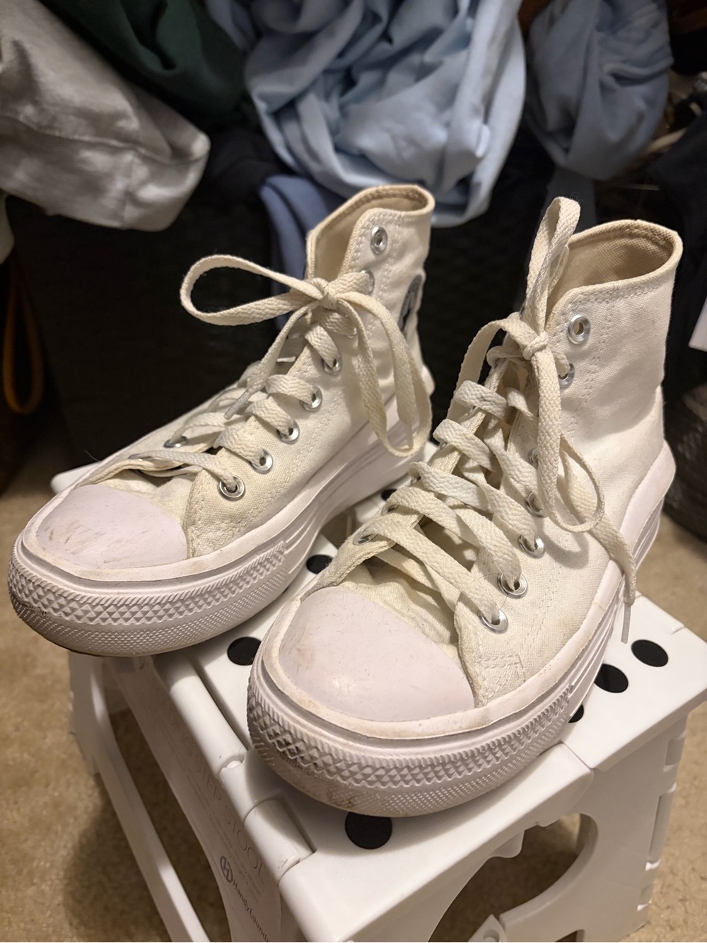Classic High-Top Canvas Sneakers in Off-White - Picture 3 of 4